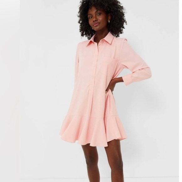 Tuckernuck Peach Crepe Callahan Collared button down shirt dress XS NWT - Picture 1 of 6